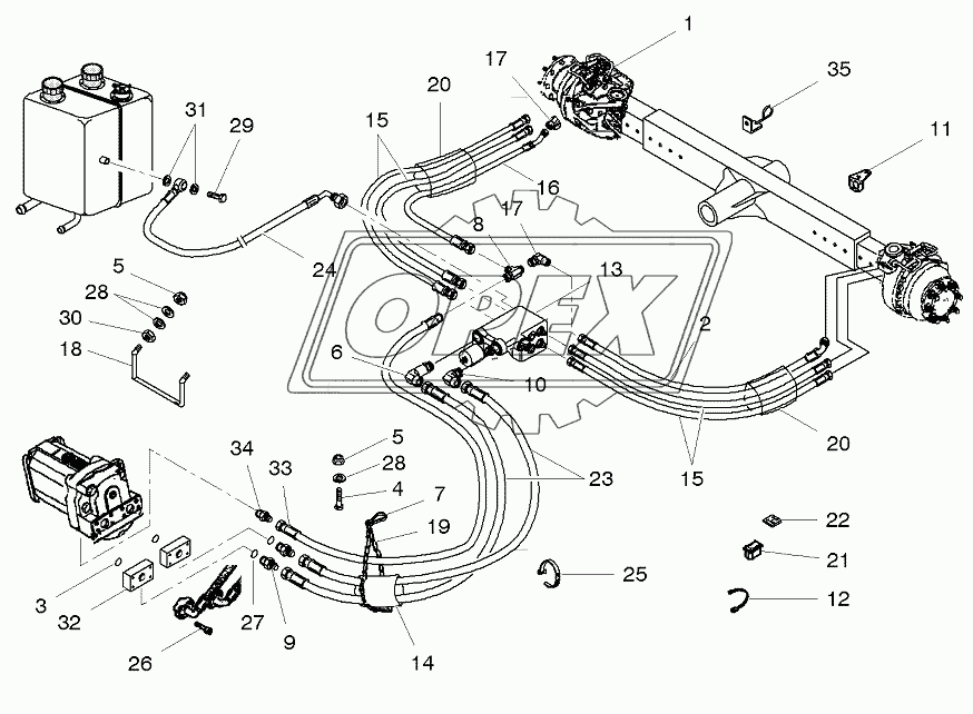 Rear Axle - 4 Wd - Hydraulic Lines