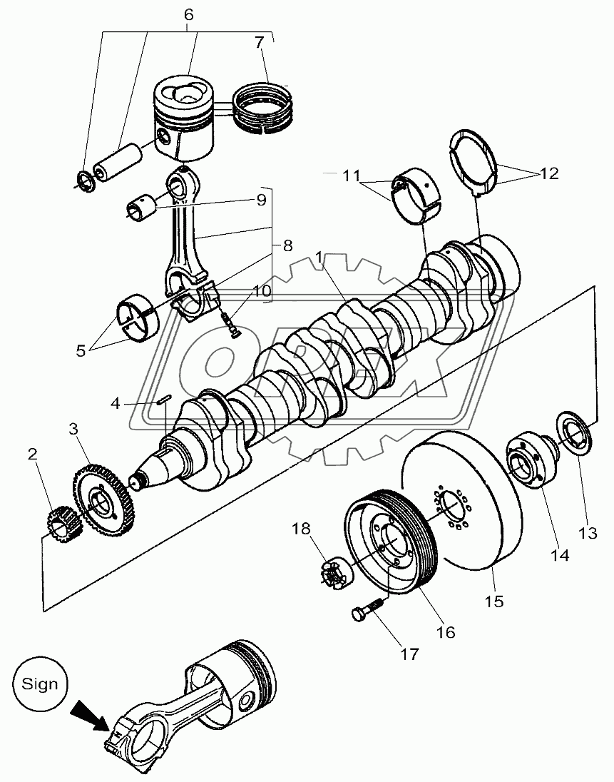 Engine, Crankshaft, Pistons & Piston Rod