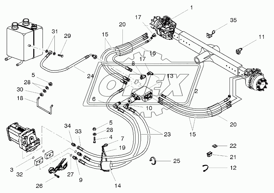 Rear Axle - 4 Wd, Hydraulic Lines