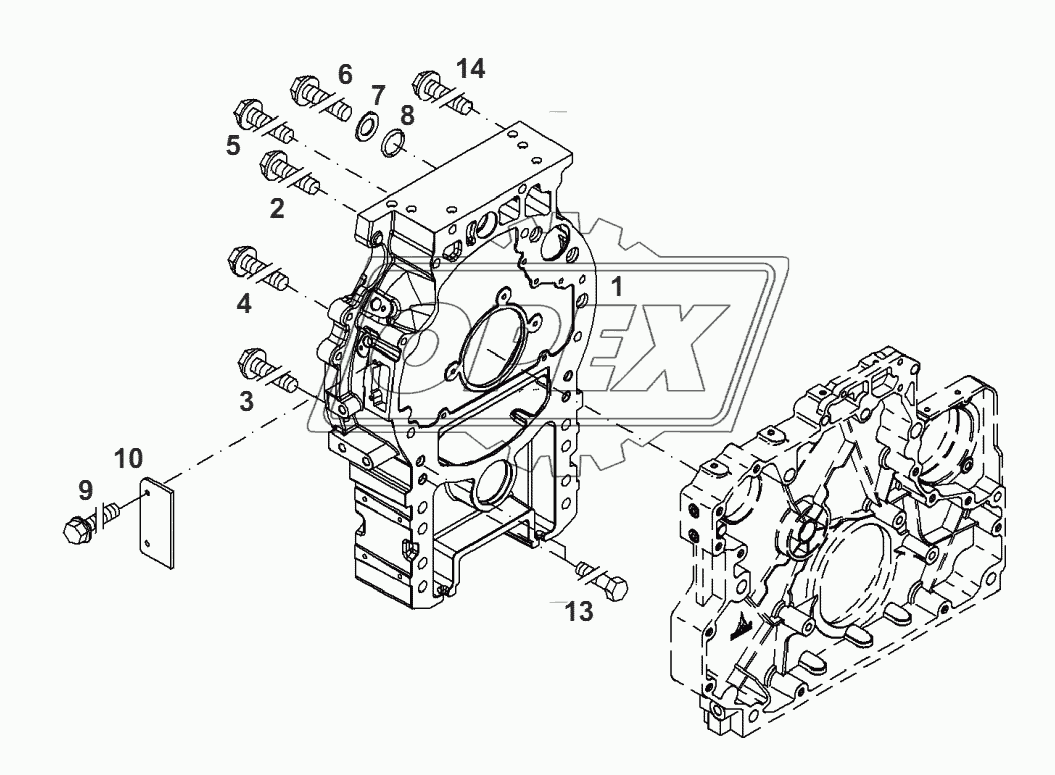 Двигатель-корпус подключения 1