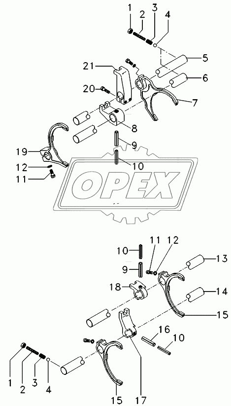 Transmission, Shaft And Forks