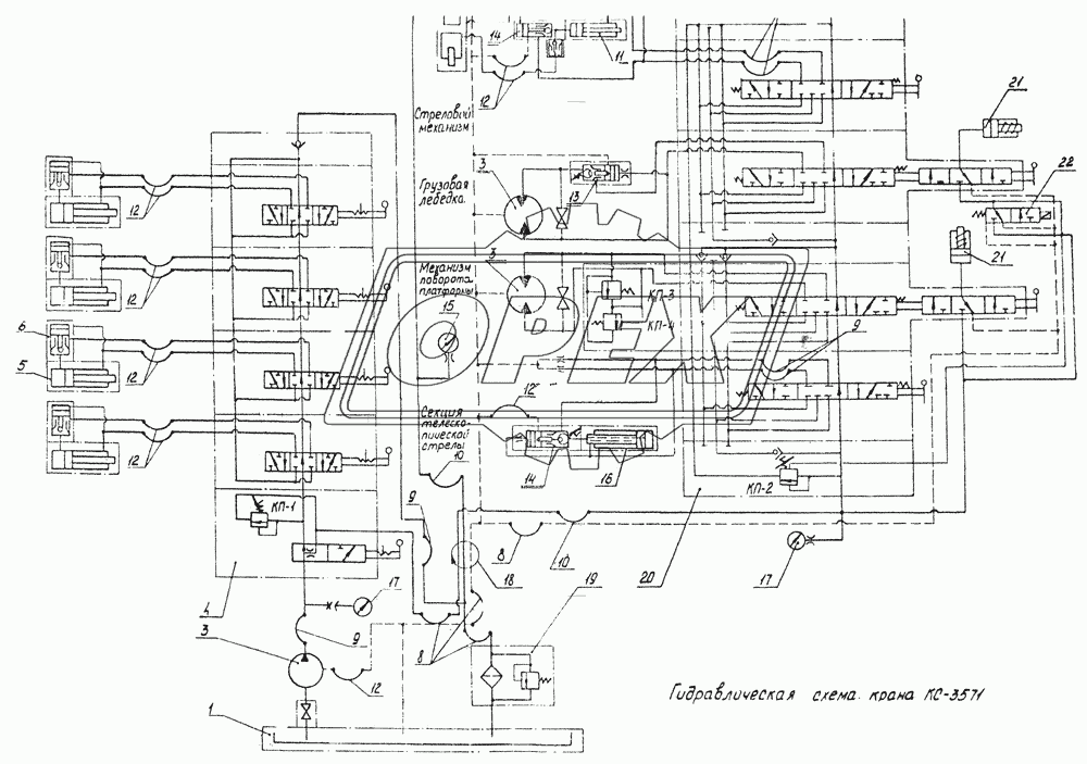 Экспликация к гидравлической схеме КС-3571