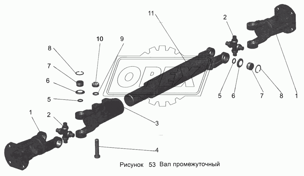 Вал промежуточный 105-1703016-90