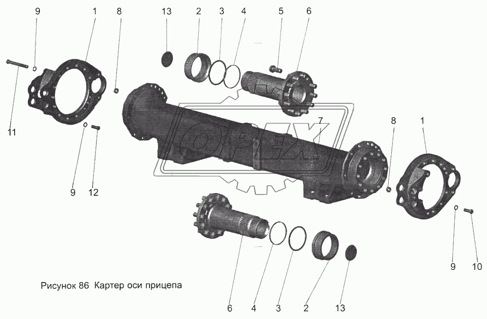 Картер оси прицепа 105-2410010