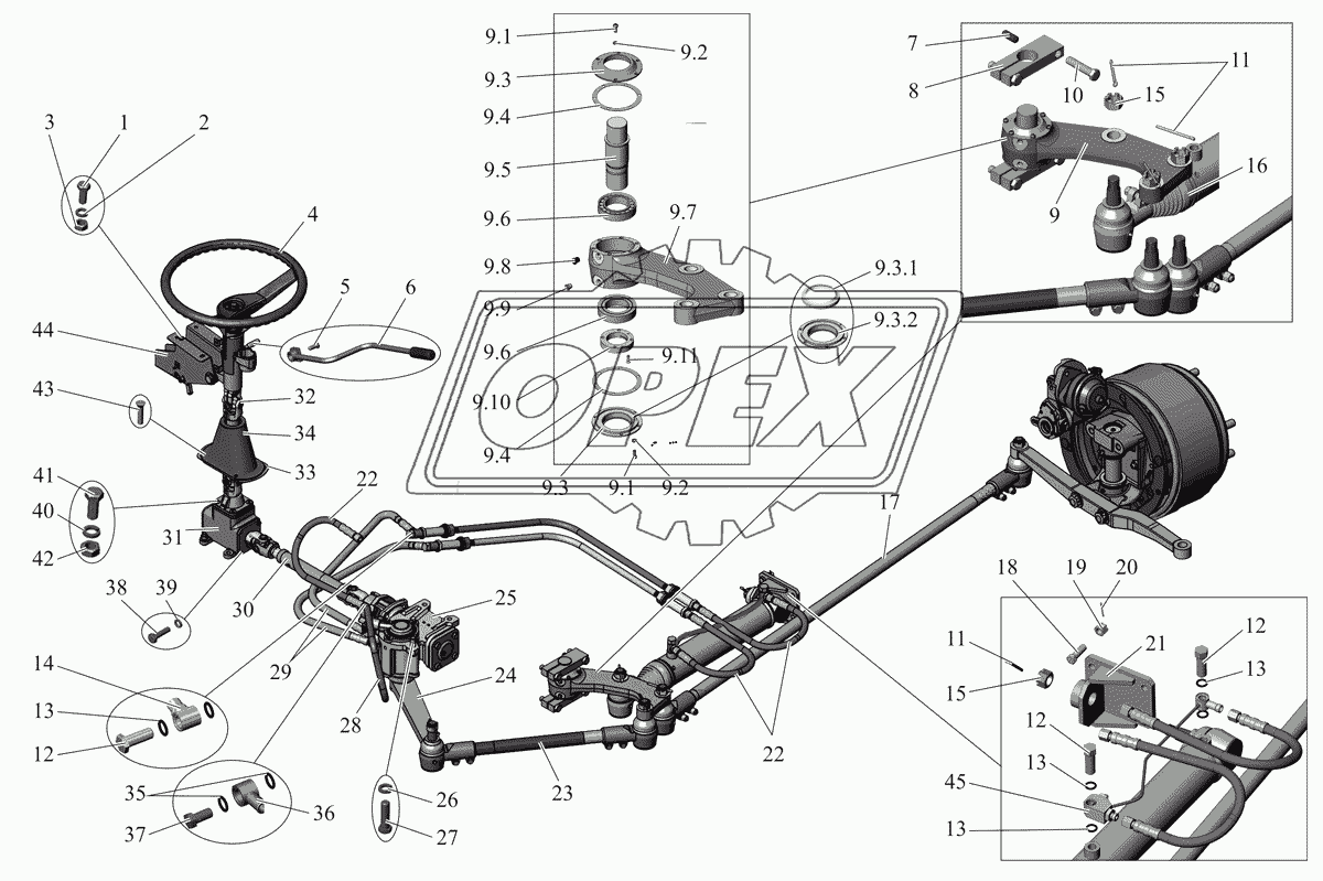 Механизм рулевой с усилителем и тягами 103-3400001 (с сентября 2006 года)