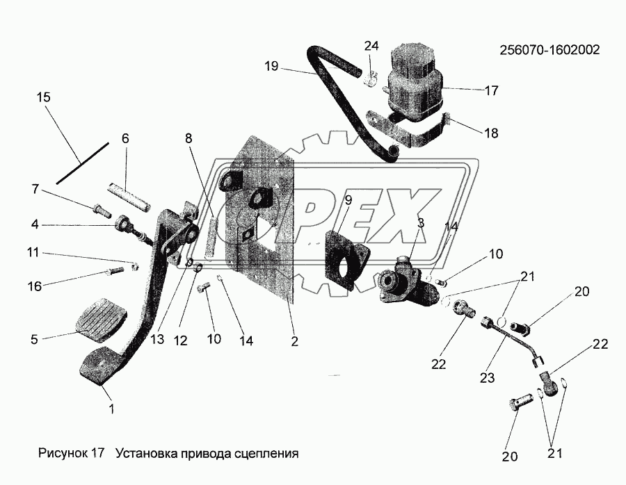 Установка привода сцепления 256070-1602002