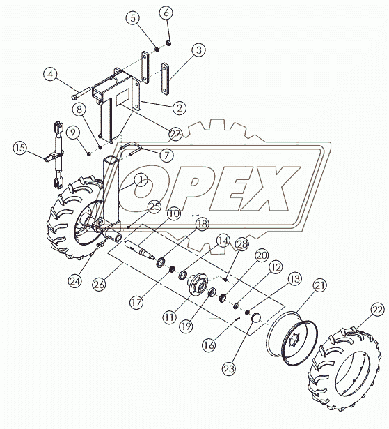 STANDARD REAR STRUTS - 7.60X15 TIRES