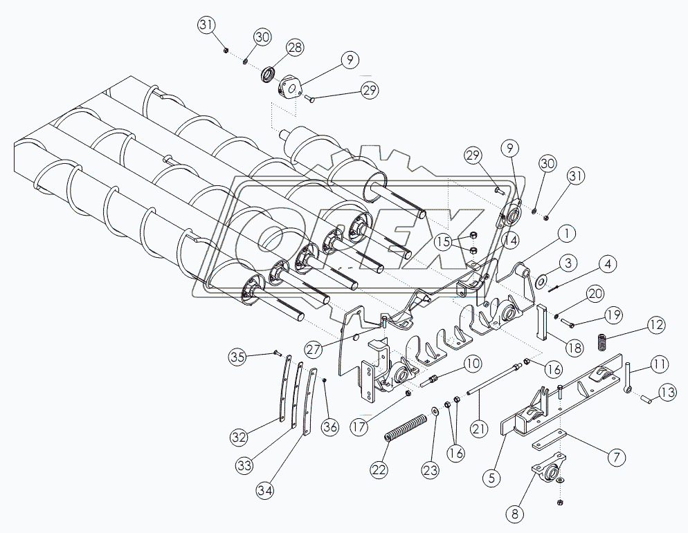 REAR CLEANING ROLL MOUNTING PACKAGE