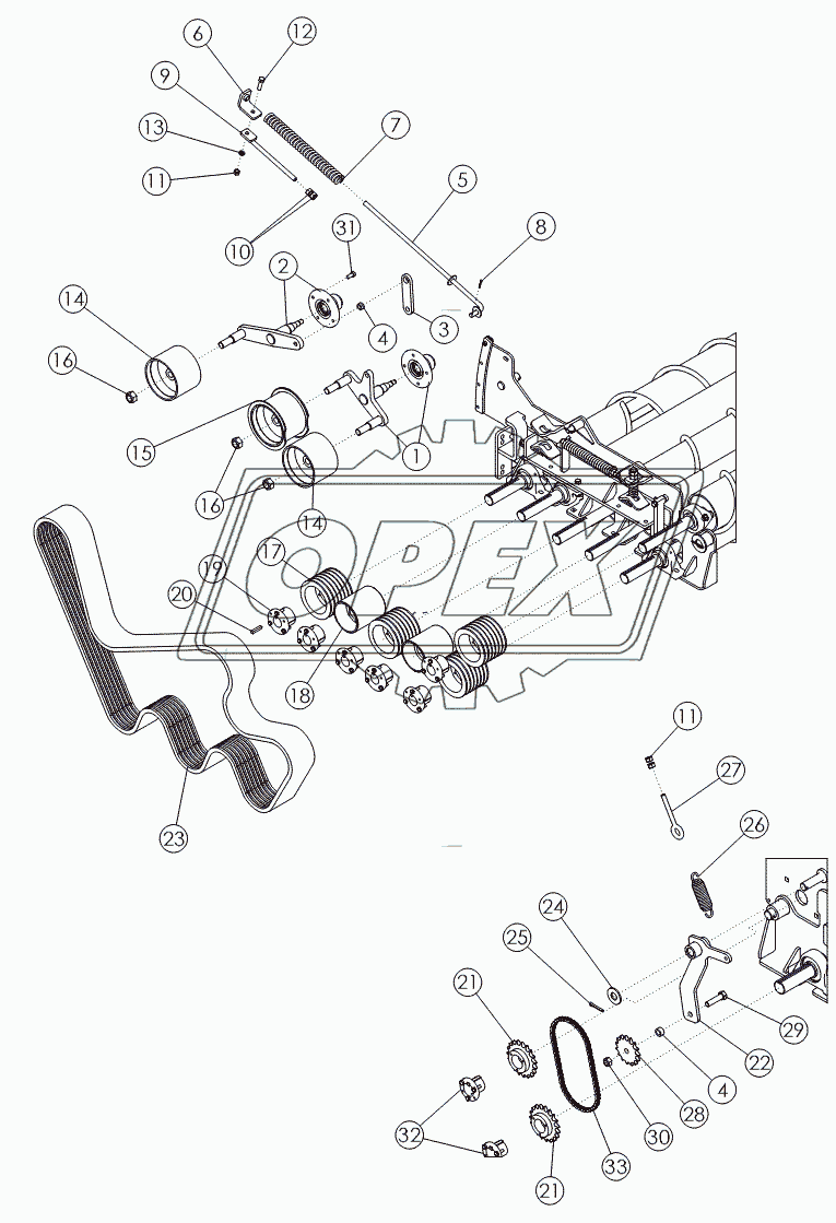 REAR CLEANING ROLL DRIVE