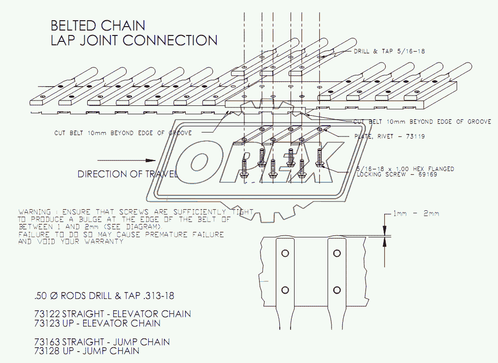 BELTED CHAIN LAP JOINT CONNECTION