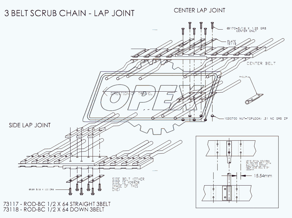 3 BELT SCRUB CHAIN - LAP JOINT