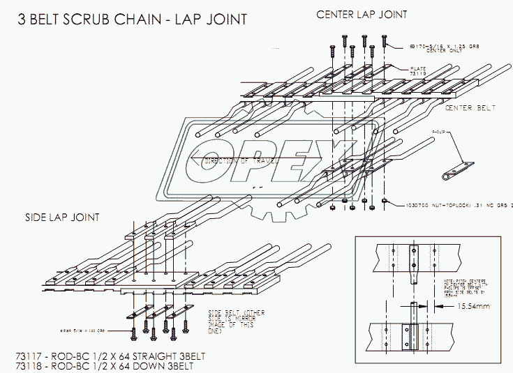 3 BELT SCRUB CHAIN - LAP JOINT