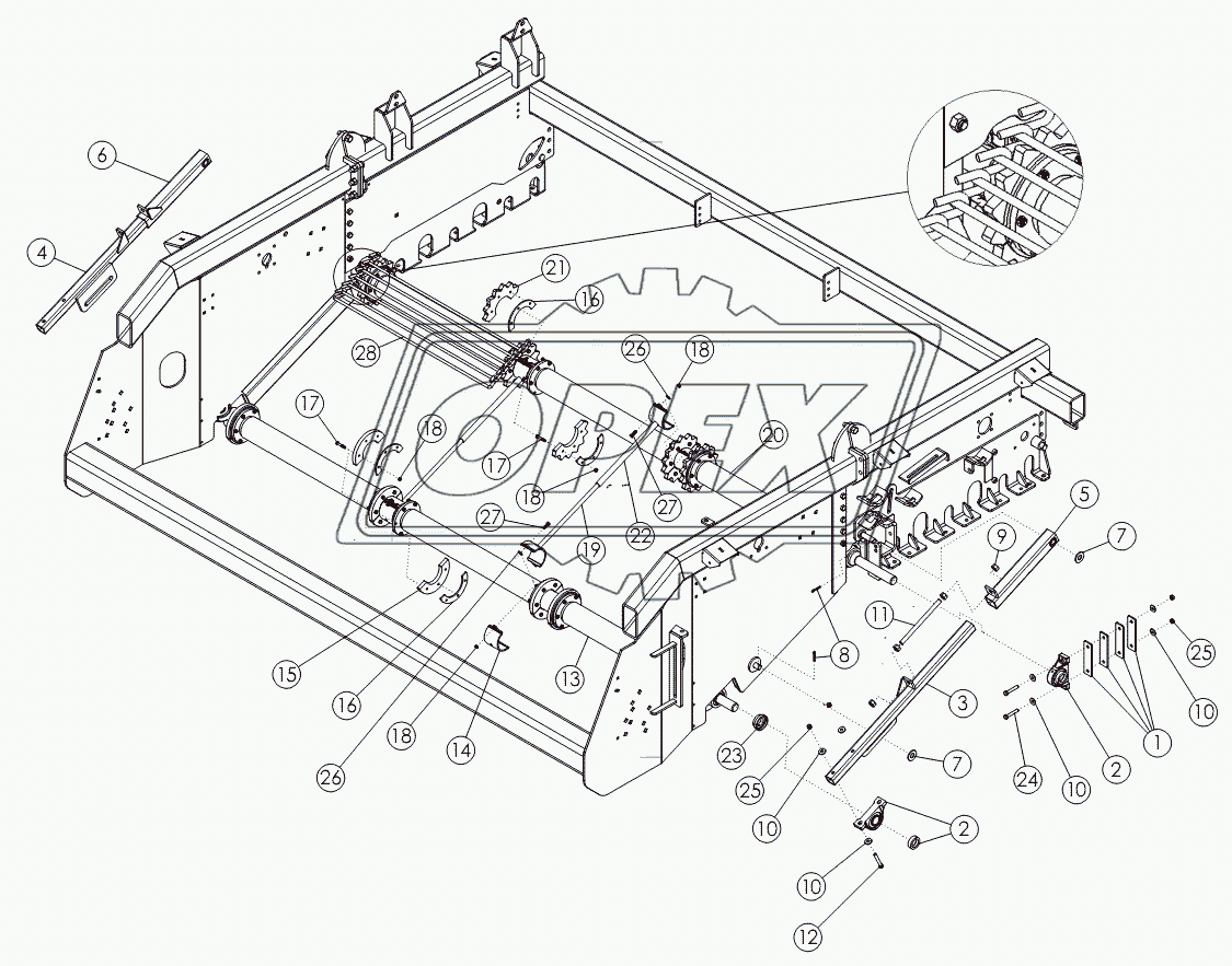 APRON SHAFT - HOOK CHAIN