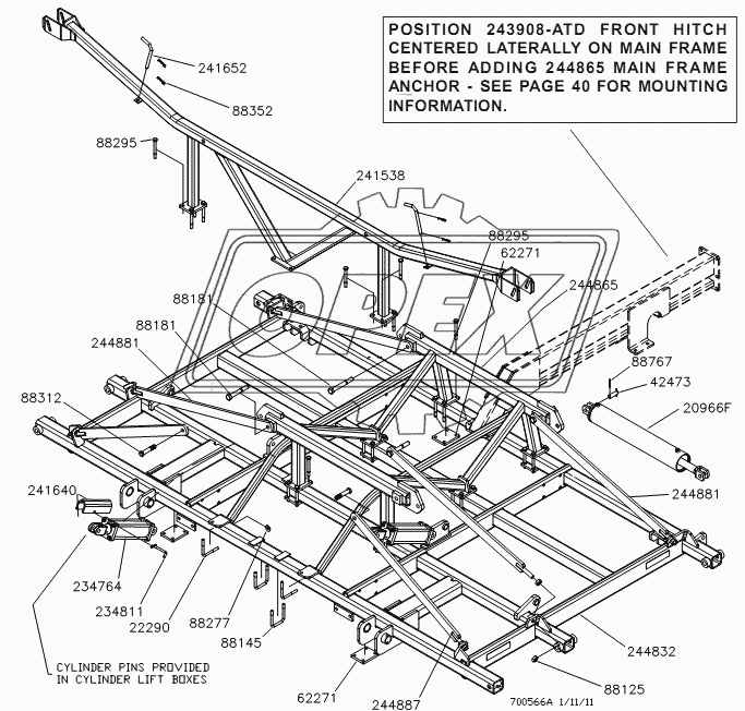 MAIN FRAME ASSEMBLY - 50 FT UNIT