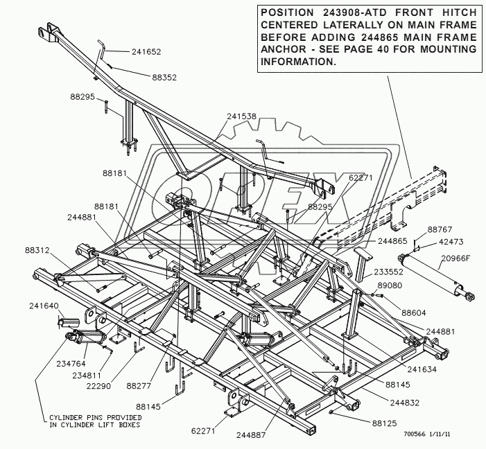 MAIN FRAME ASSEMBLY - 60 FT UNIT