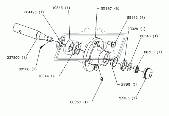 4 BOLT PACKER HUB AND SPINDLE - THRU 2008