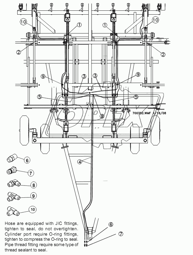 HOSE ROUTING - 50/60 TRANSPORT LIFT