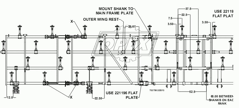 RIGHT SIDE SHANK SPACING - 60 FT