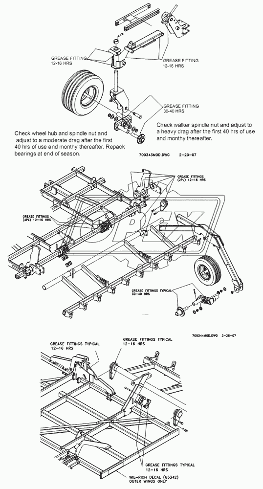 DECAL LOKATIONS/GREASE FITTINGS - 40/60