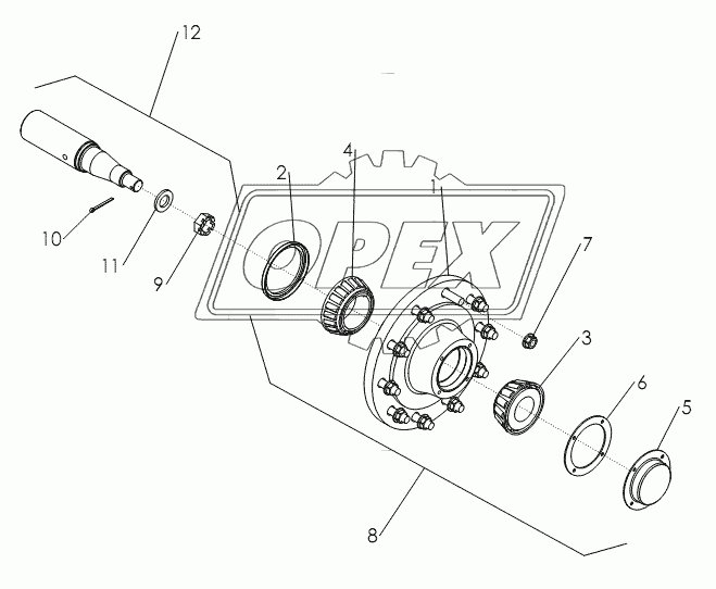 HUB AND SPINDLE ASSEMBLY №35519