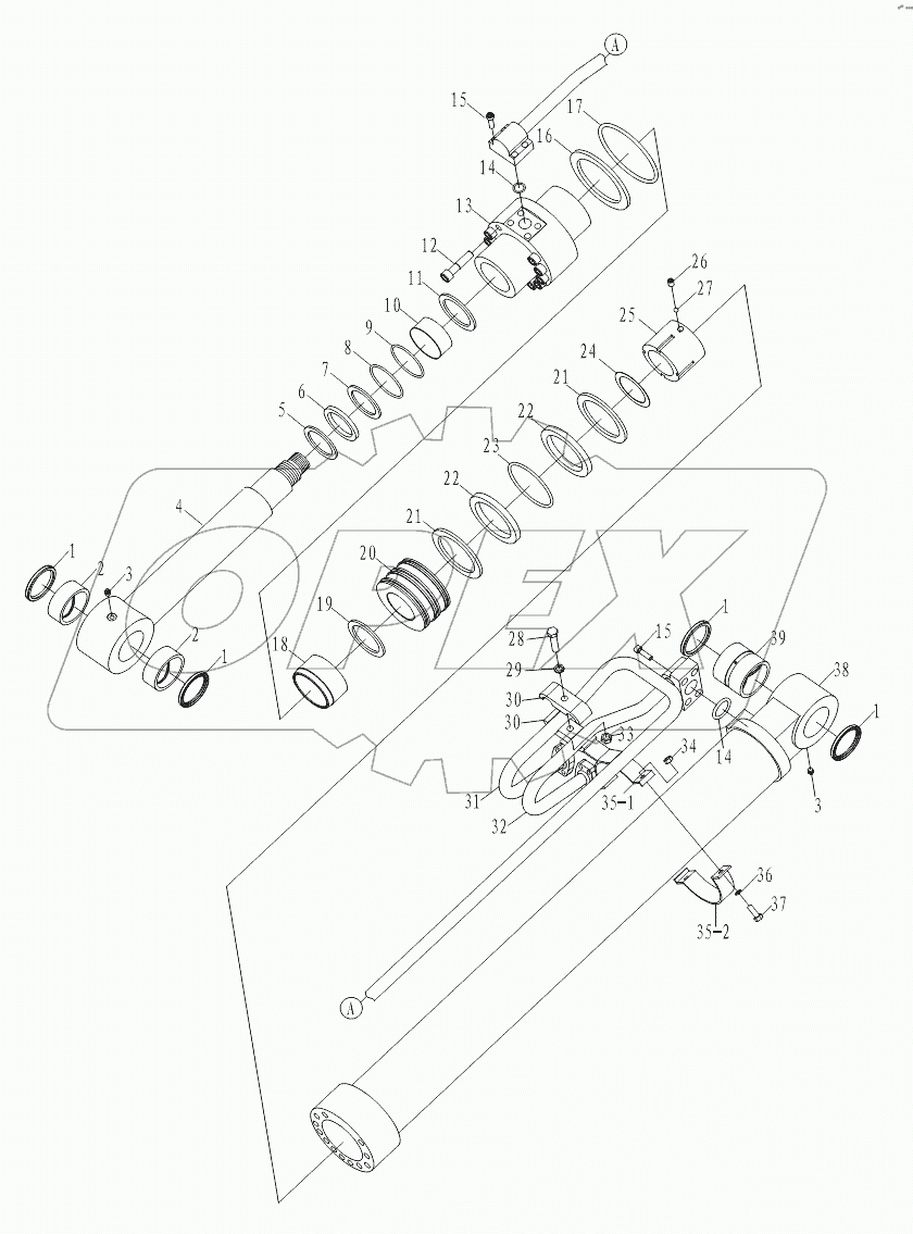 Левый гидроцилиндр стрелы W-17-00051