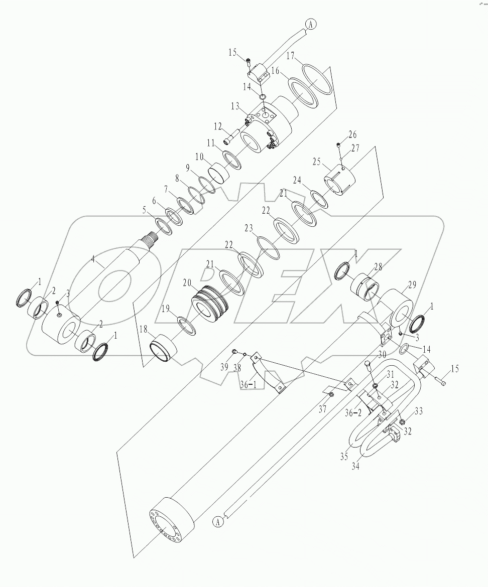 Правый гидроцилиндр стрелы W-17-00057