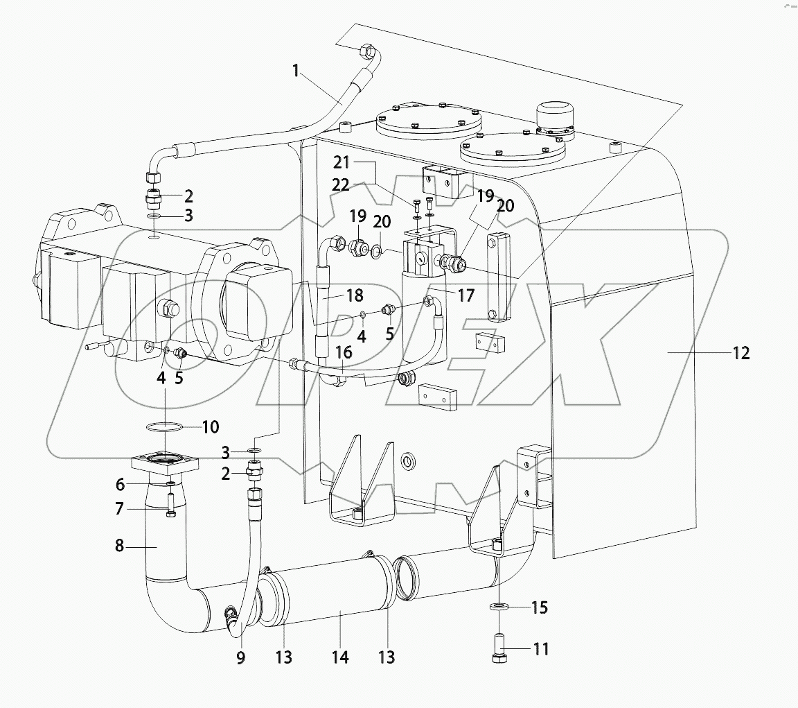 Установка насоса и бака