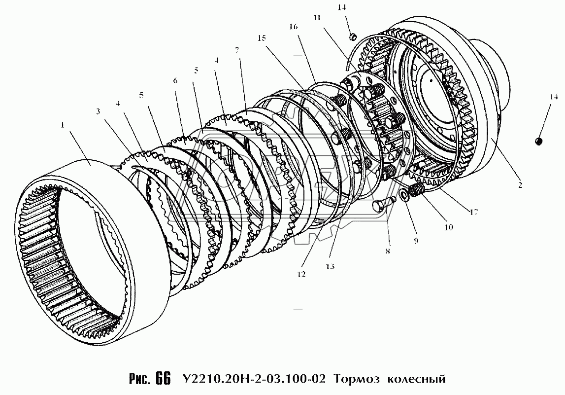 Тормоз колесный У2210.20Н-2-03.100-02