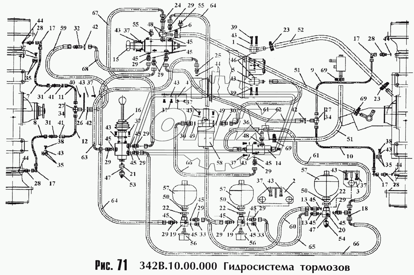 Гидросистема тормозов 342В.10.00.000