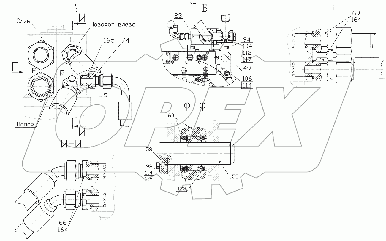  352.34.07.000 Гидросистема рулевого управления