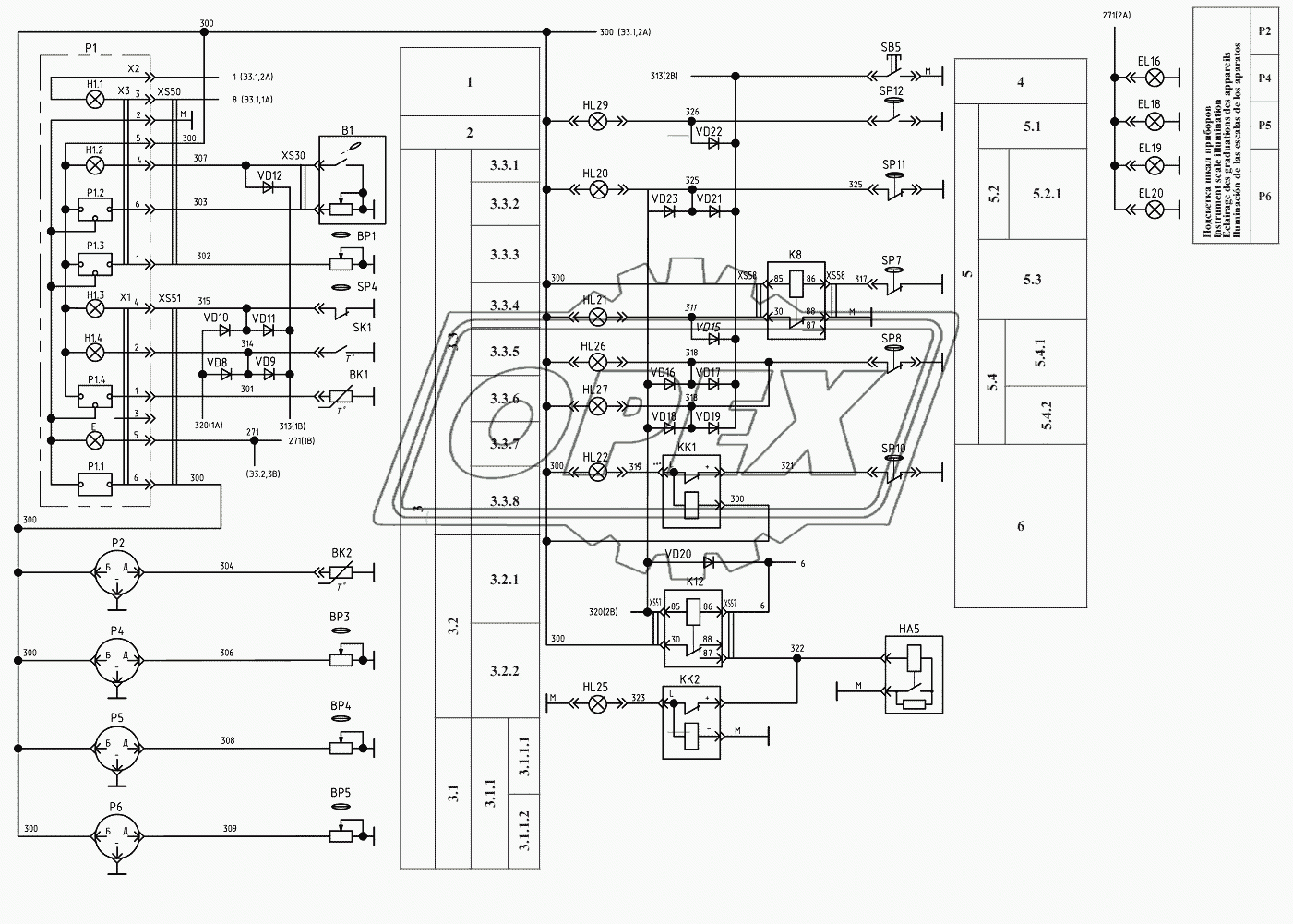Схема электрическая контроля и сигнализации ТО-18К.11.00.000 Э3.3
