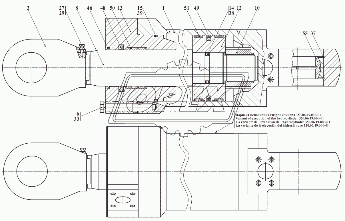 Гидроцилиндр 350.06.19.000, 350.06.19.000-01