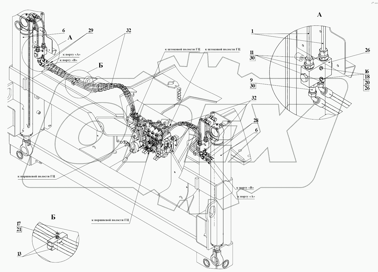 Гидросистема аутригеров 732.28.51.300