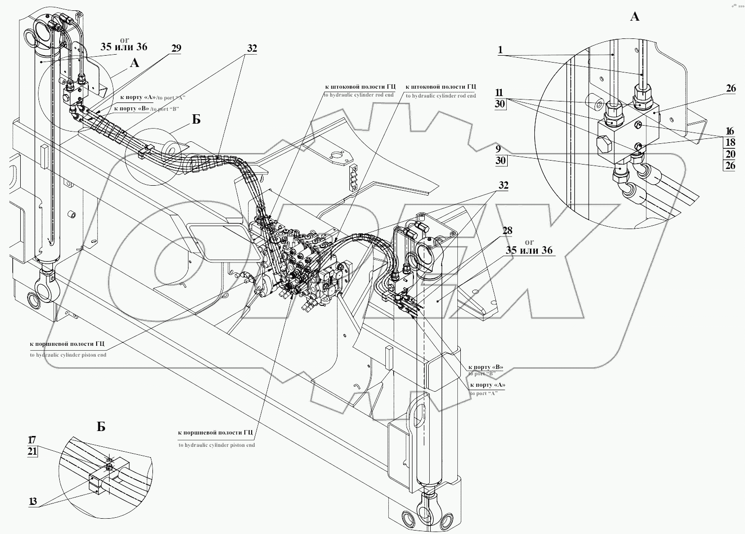 Гидросистема аутригеров 732.28.51.300Т