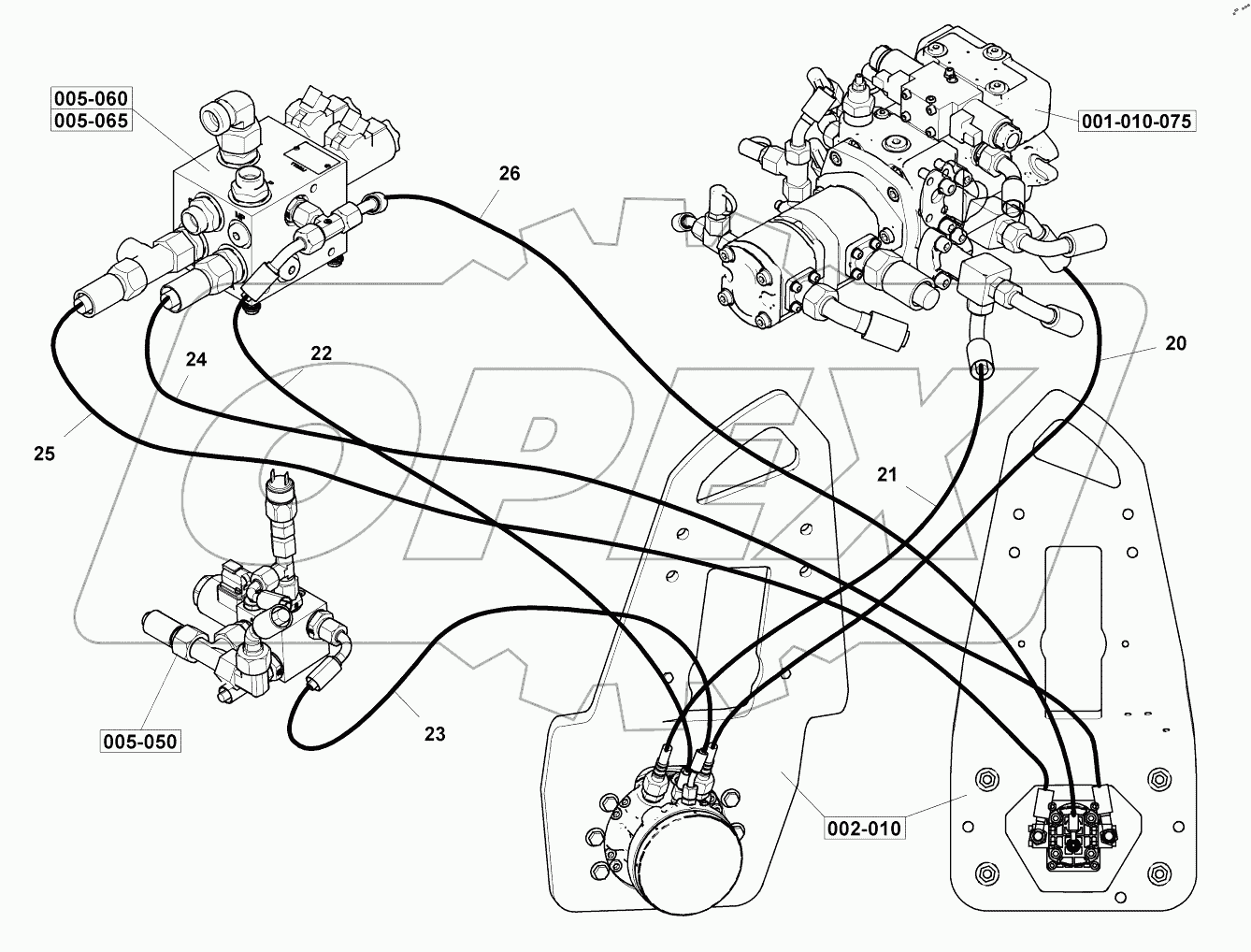  Hose set - Drum front