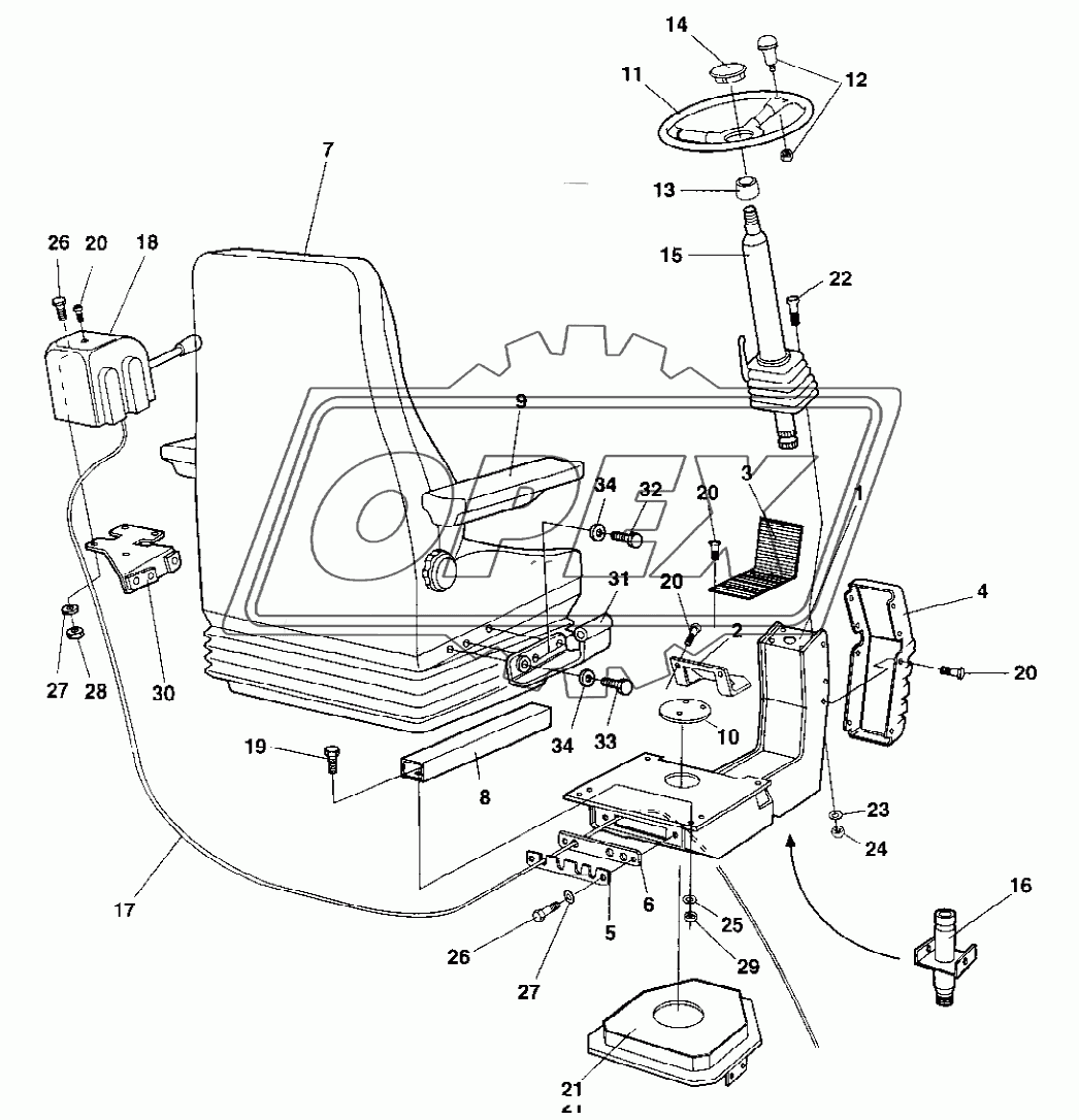 Drivers seat Turn-over incab Up to 68X20579