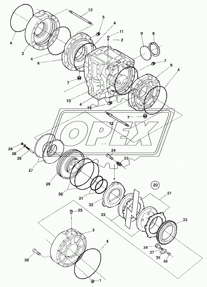 Differential housing and brakes Up to 68X20840