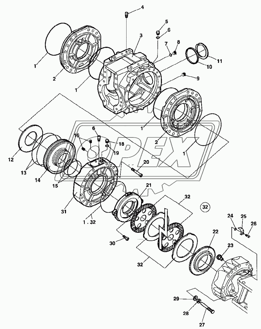 Differential housing and brakes From 68X20841