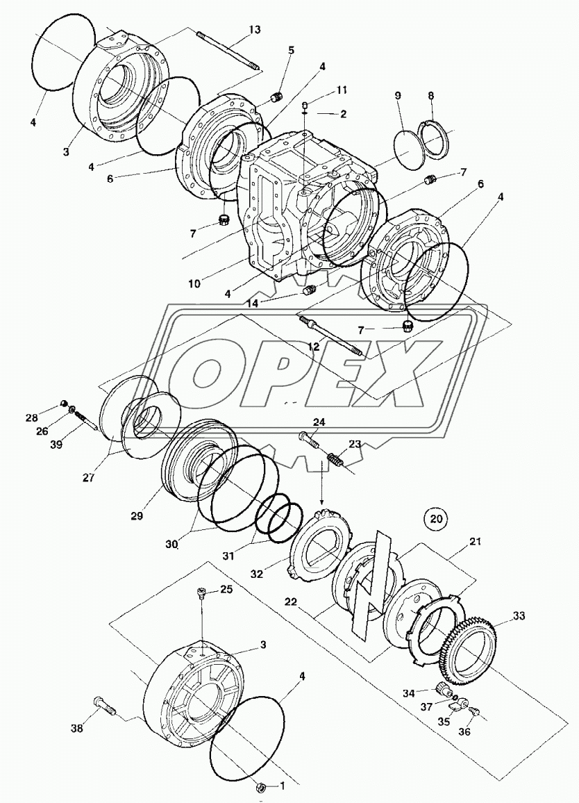 Differential housing and brakes