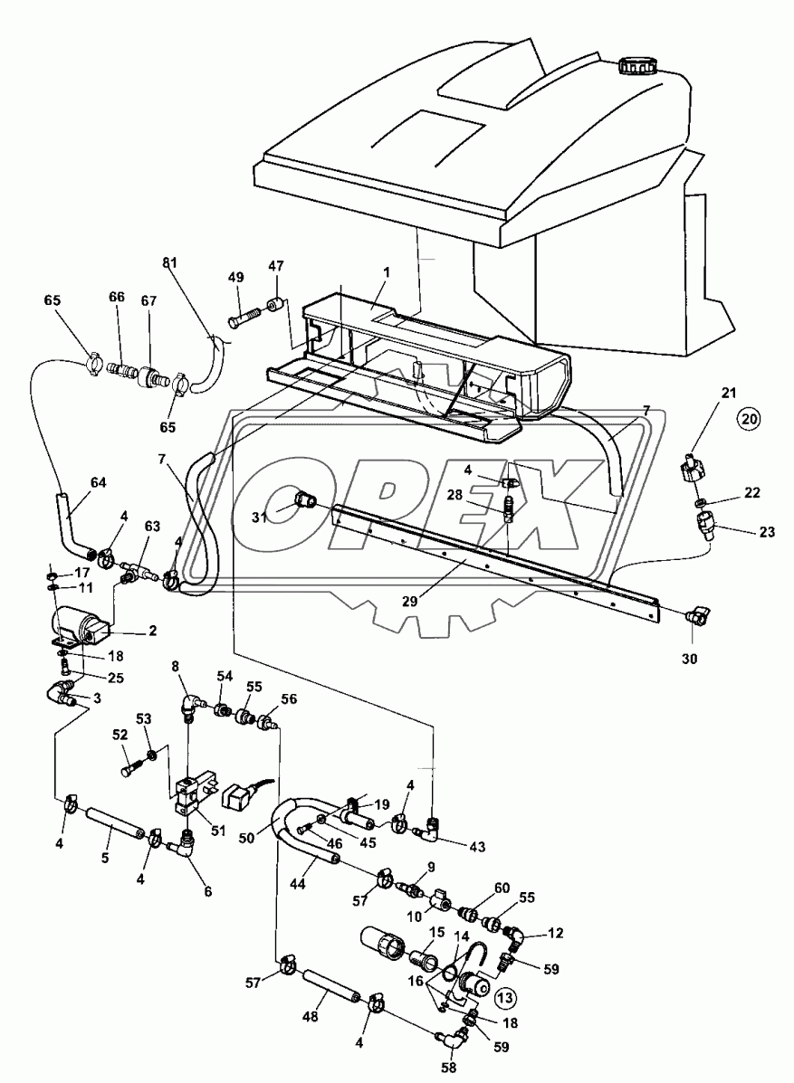 Sprinkler system, rear From 42520970