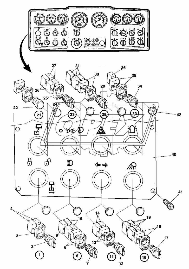 Instrument panel, lower left