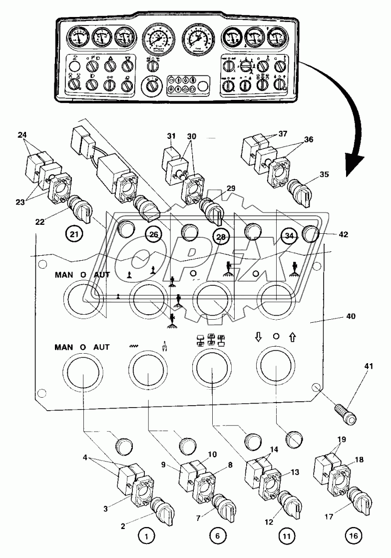 Instrument panel, lower right