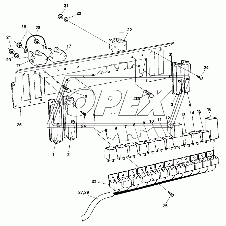 Instrument panel, relay, fuses