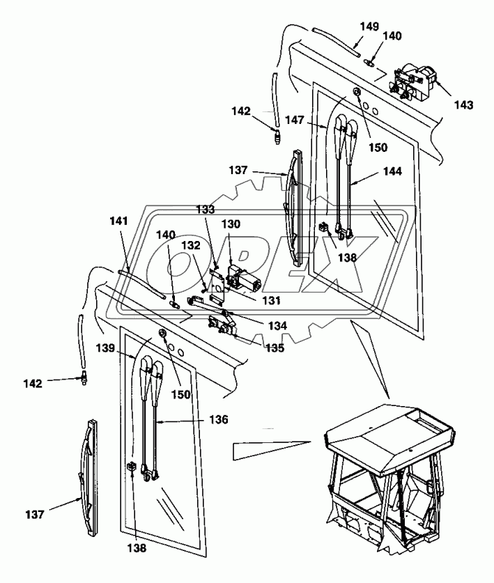 Cab, wipers, right side