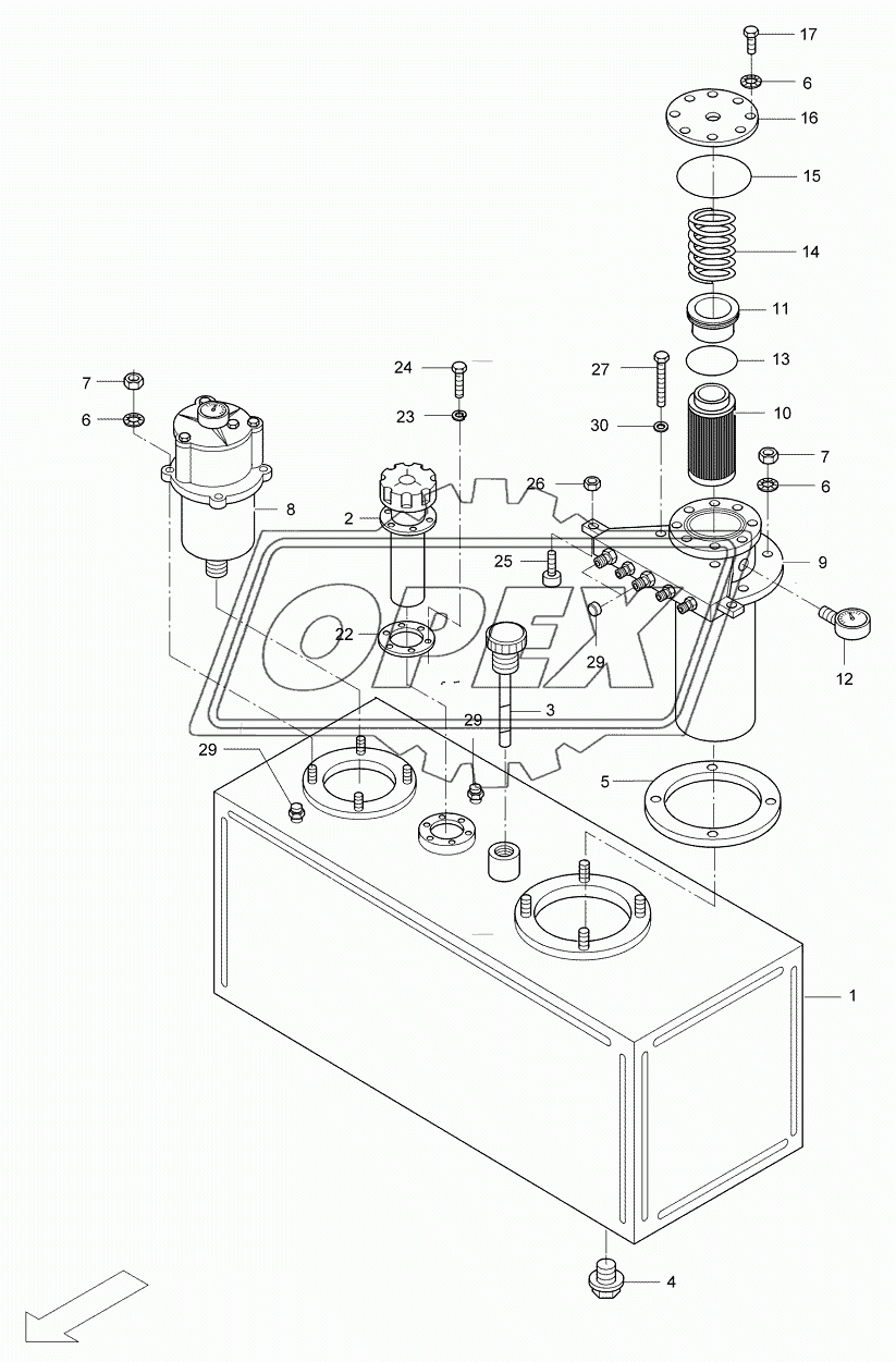 Hydraulik oil tank, compl.