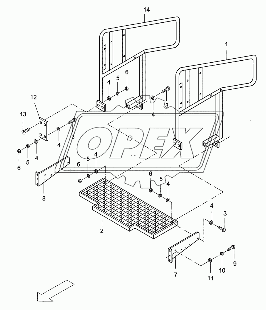 Guide rail and step, hight indicator f. auger