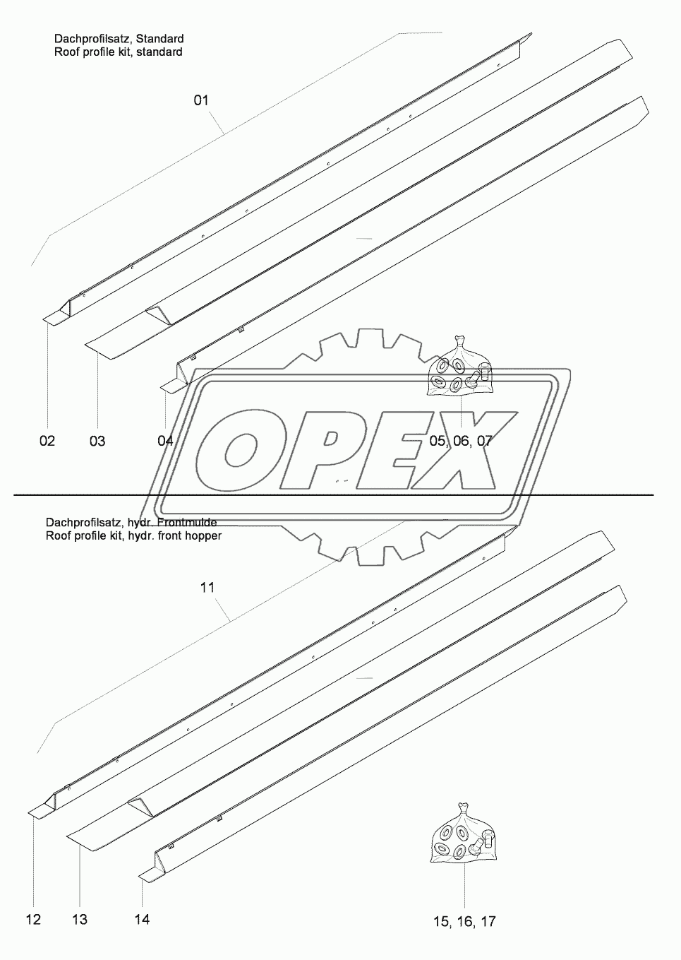 Wear part kit roof profile 1