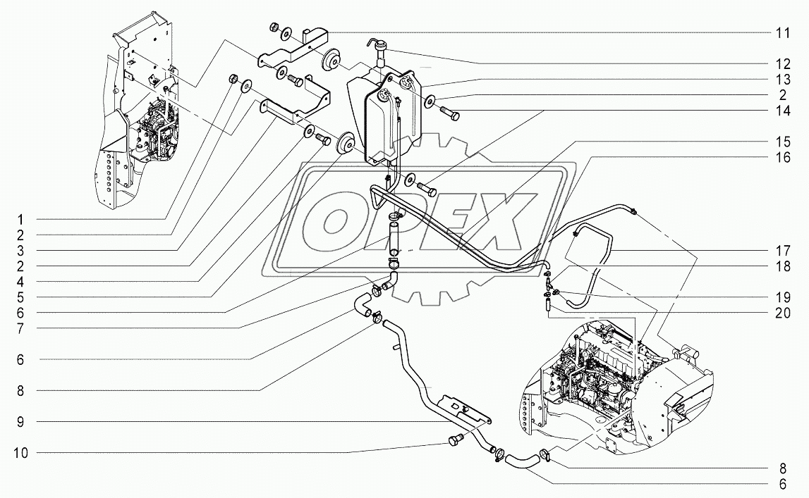 A608 Бачок расширительный, трубопроводы