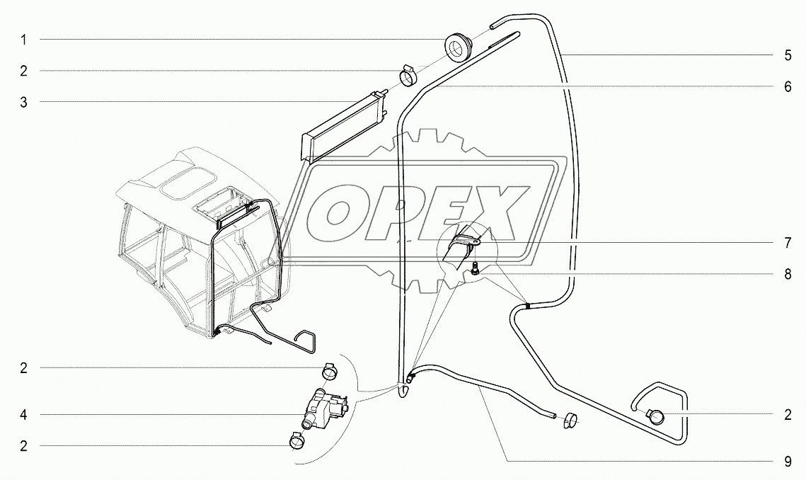 A610 Радиатор отопителя кабины, трубопроводы