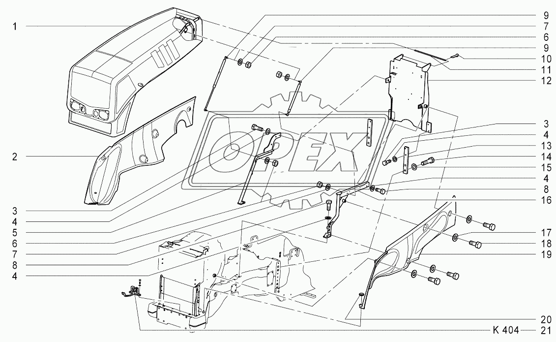 K403 Установка кожухов капота